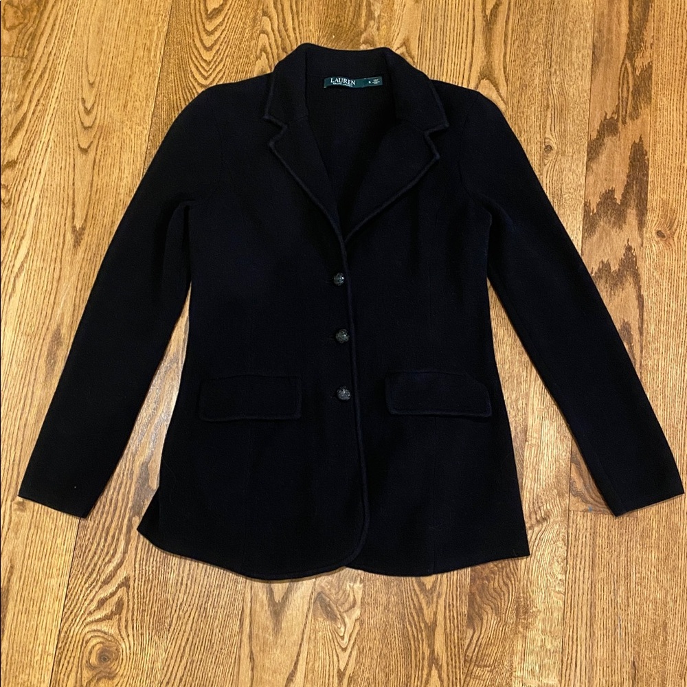 Lauren Ralph Lauren combed cotton blazer black dark Academia Preppycore small - Picture 9 of 16